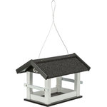Comedero Pájaros, colgante, madera de pino, 36 × 25 × 25 cm, negro\/blanco