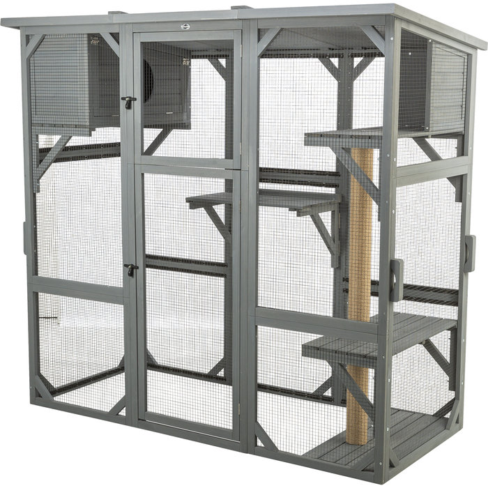 Corral exterior para gatos, 181 × 169 × 88 cm,gris