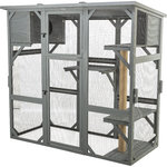 Corral exterior para gatos, 181 × 169 × 88 cm,gris