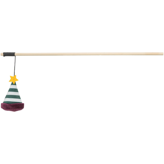 Xmas playing rod elf’s hat, wood, catnip, 46 cm