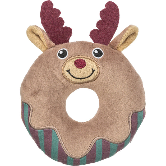 Xmas moose donut, plush, 14 cm, grey