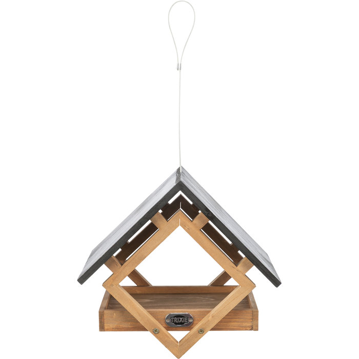 Comedero colgante, de madera, 28 × 25 × 20 cm, aspecto de madera