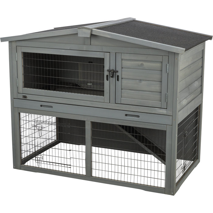 Caseta para animales pequeños con corral exterior, 124 × 102 × 7
