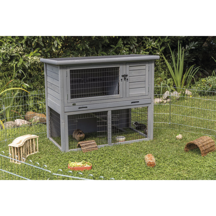 Refugio para pequeños animales con corral exterior, 116 × 97 × 63