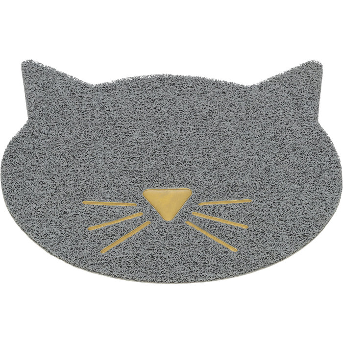 Alfombrilla para la bandeja de arena del gato, cabeza gato, PVC, 60 cm/50 cm, l