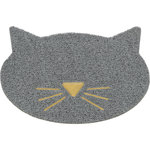 Alfombrilla para la bandeja de arena del gato, cabeza gato, PVC, 60 cm/50 cm, l