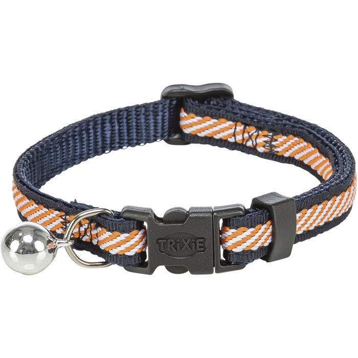 Collar para gatos, rayado, 20–30 cm/10 mm, azul/naranja