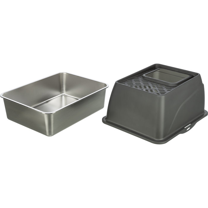 Stainless steel hop-in litter tray, 40 × 39 × 52 c